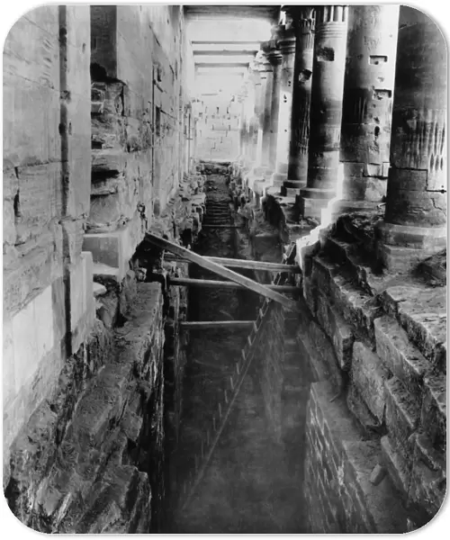 Dilapidated Philae temple interior