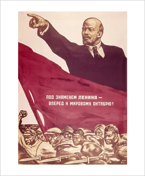 Soviet poster, Lenin points the way forward