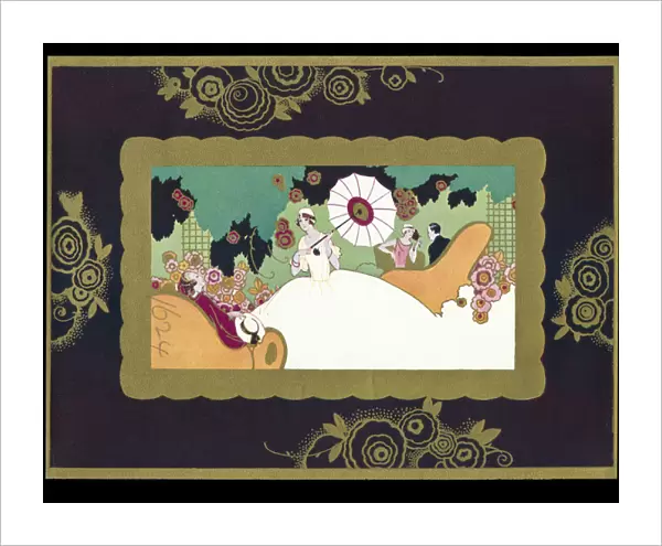 Chocolate box design, lady with parasol