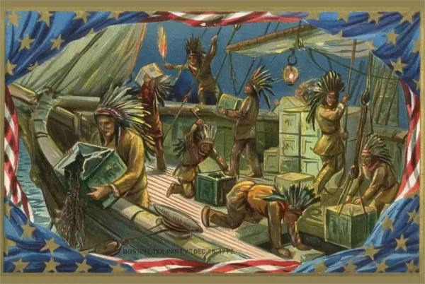 Postcard commemorating the Boston Tea Party