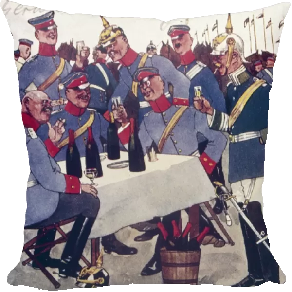Cartoon, German soldiers happy to be back, WW1