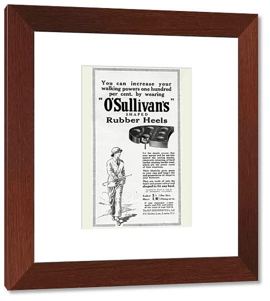 Advertisement for O Sullivans shaped rubber heels