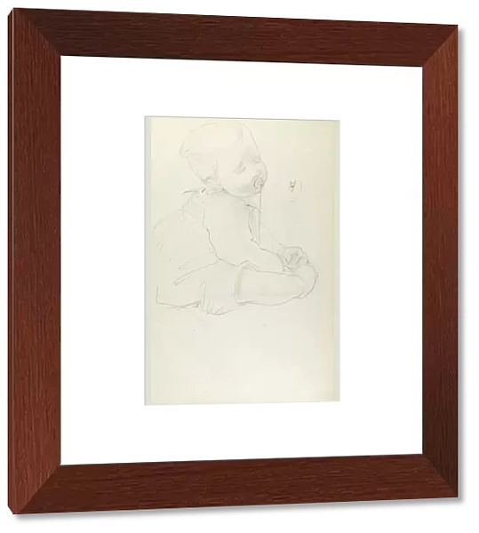 Pencil sketch of baby with dummy