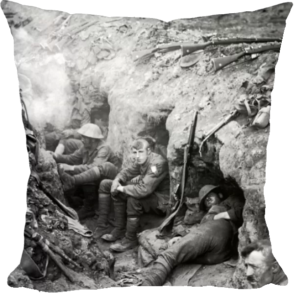 Welsh Guards in trench near Guillemont, Western Front, WW1