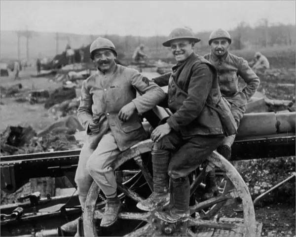 British and French gunners, Western Front, WW1