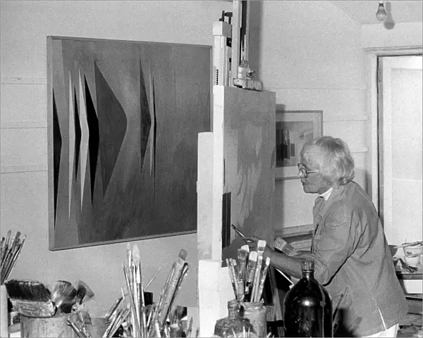 Wilhelmina Barns-Graham, artist, at work in her studio
