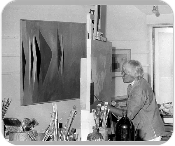 Wilhelmina Barns-Graham, artist, at work in her studio