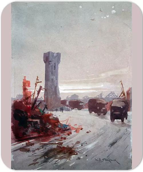 Bethune : the Clock Tower and convoy of lorries