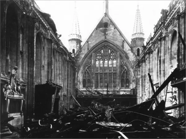 Bomb damage at the Guildhall, City of London, WW2