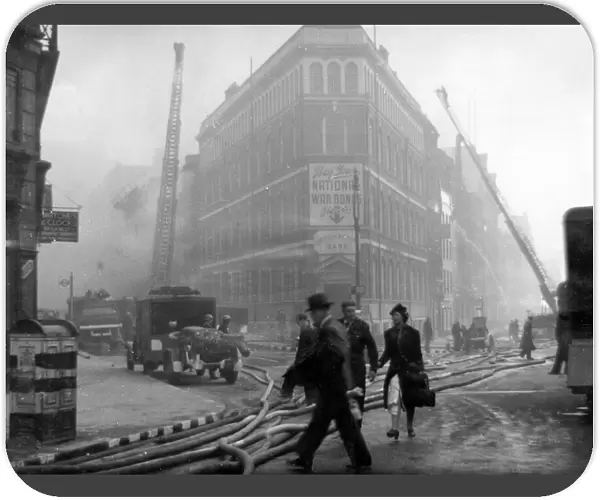 Blitz in London -- St Bride Street, Farringdon Street, WW2