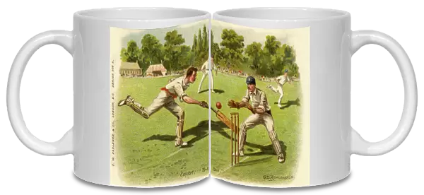 Cricket. Not Out. Batsman completes a quick single. Date: 1904
