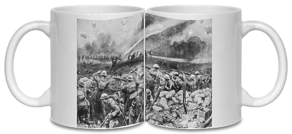 British troops repelling a German liquid fire attack, WW1