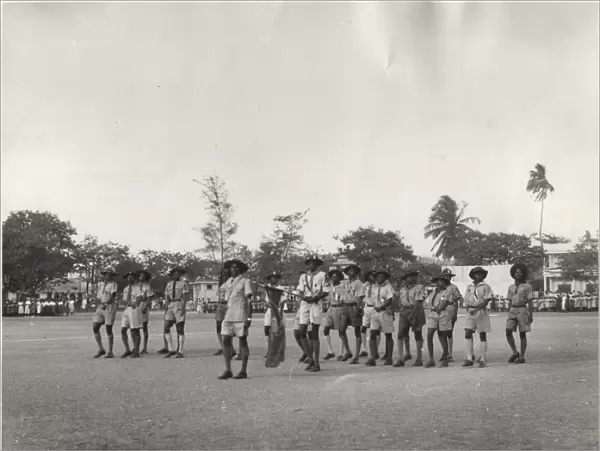 Scouts on Coronation parade, Bathurst, Gambia, West Africa