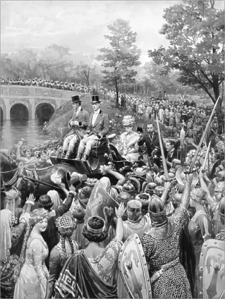 King George V and Queen Mary with crowd