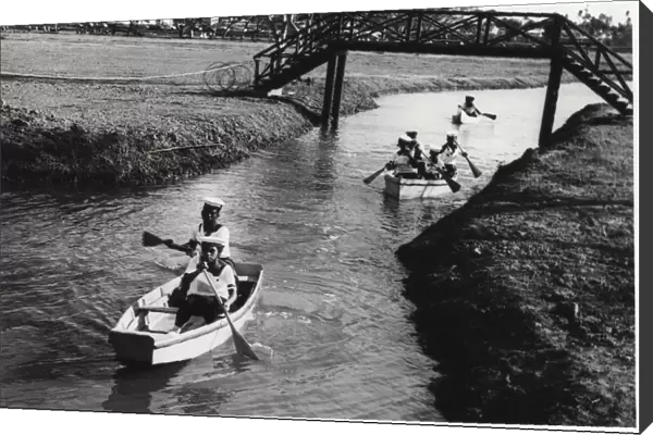 Sea scouts boating, British Guyana, South America