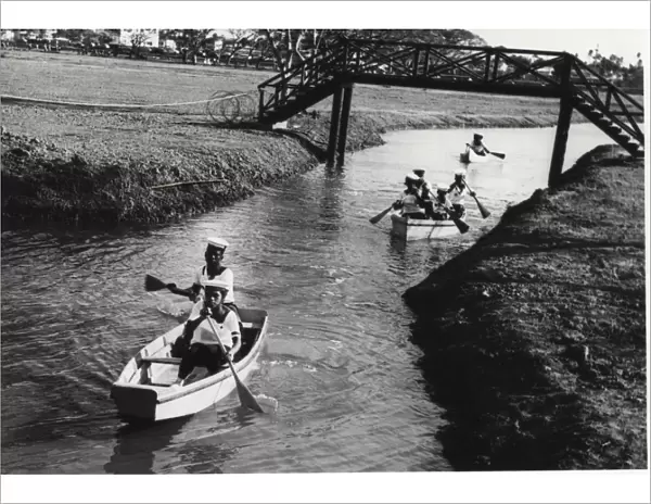 Sea scouts boating, British Guyana, South America