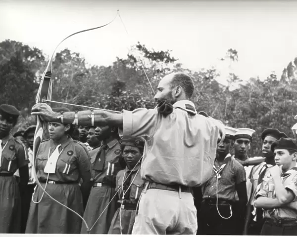 Archery demonstration at combined camp, British Guyana