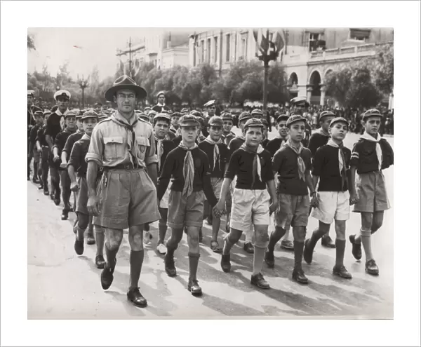 Cub scouts on parade, Athens, Greece