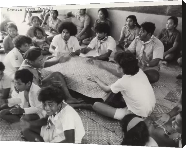 Scouts singing, Tuvalu, Gilbert Islands, Pacific