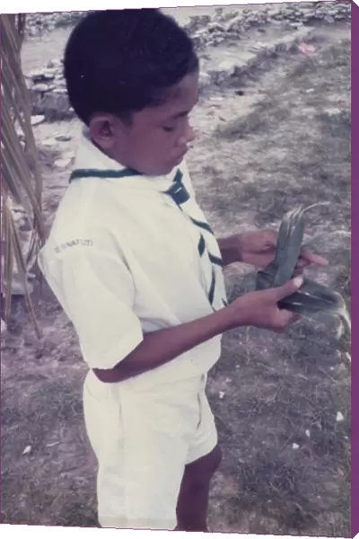 Boy scout on Tuvalu, Gilbert Islands, Pacific