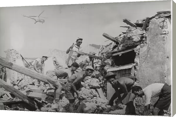 Scouts clearing ruins in Zakynthos, Greece