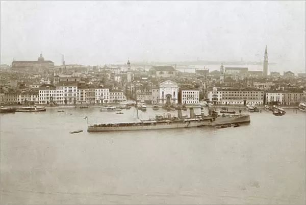 British light cruiser off Venice, Italy