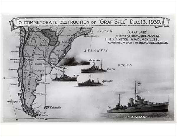 Card commemorating Graf Spee destruction, WW2