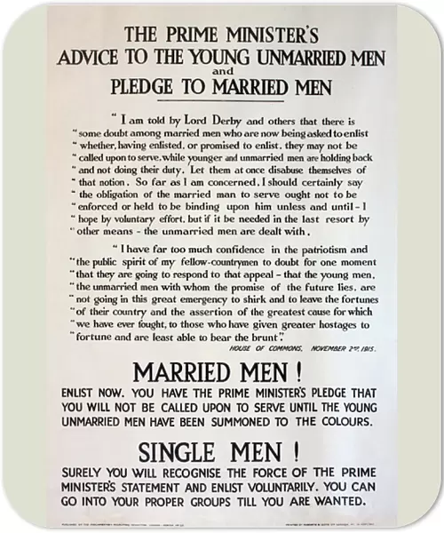 WWI Poster, The Prime Ministers Advice