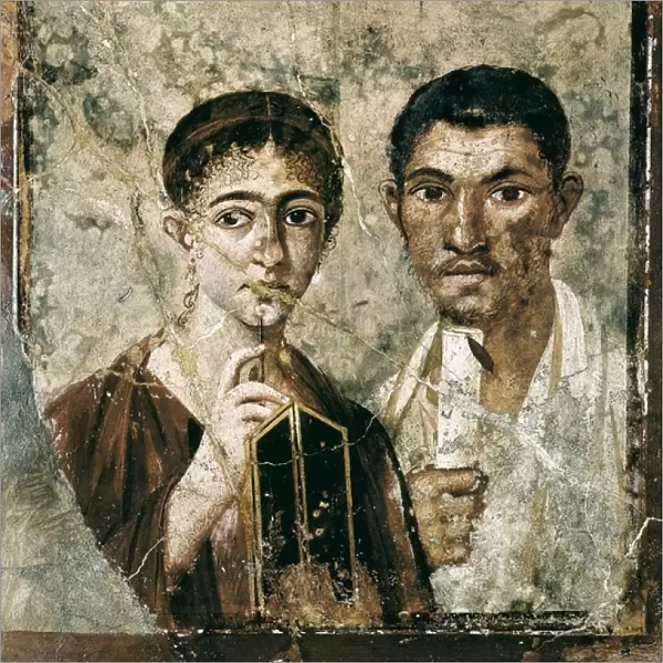 Portrait of Paquius Proculus. and his wife. Roman fresco