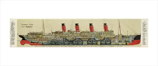 Cross-section of Aquitania steamship