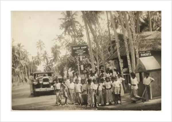 Boy scouts in Danowita, Western Ceylon (Sri Lanka)