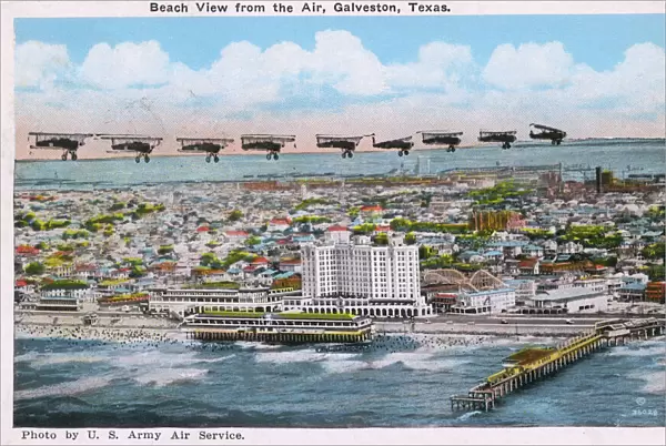 Aerial view of beach, Galveston, Texas, USA