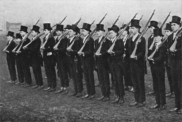 Eton College Office Training Corps drilling before lessons