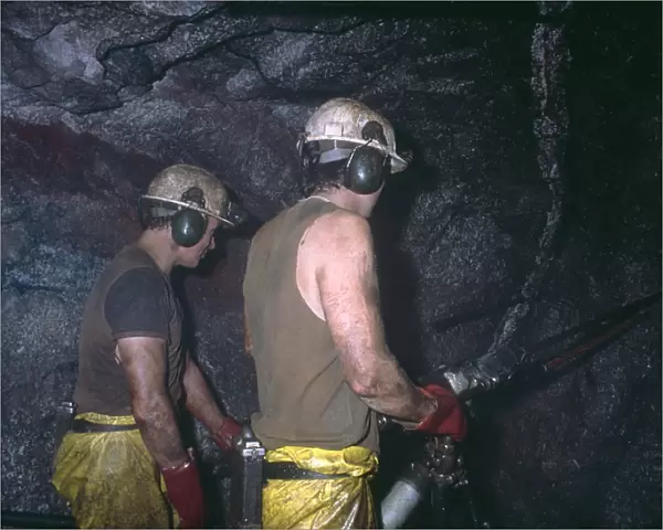 Face workers in a tin mine, Cornwall