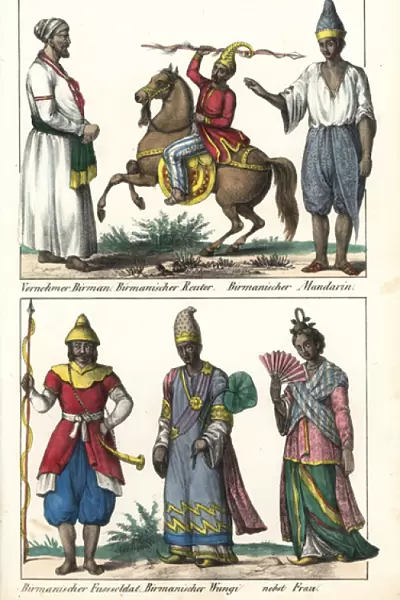 Burmese nobleman, cavalryman, infantry, minister and wife