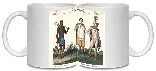 Tattooed Acadian man, and male and female natives of Canada