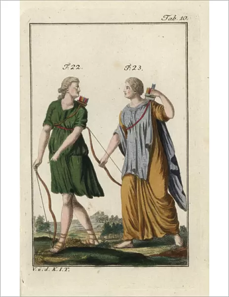 Diana the hunter with bow and arrow, and Dido