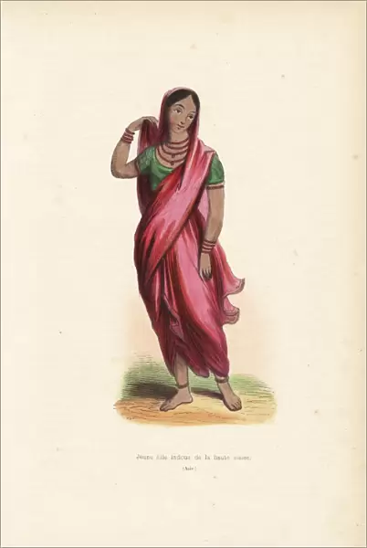 Young Indian noble girl in sari, choli
