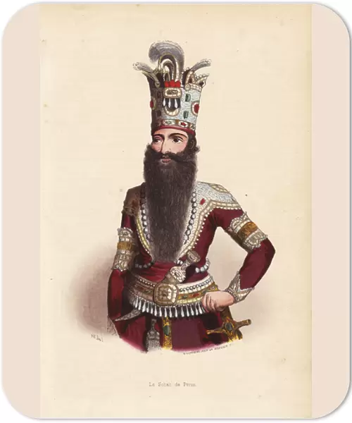 Shah of Persia with long beard and elaborately