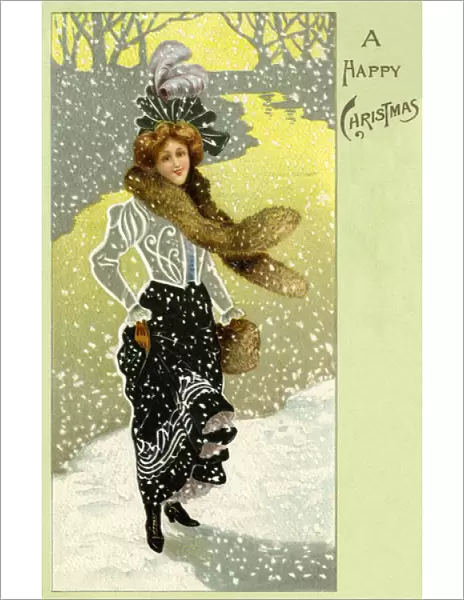 Elegant woman in the snow