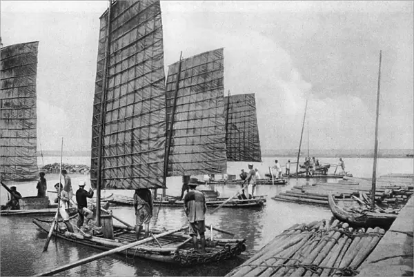 Formosan men aboard their boats