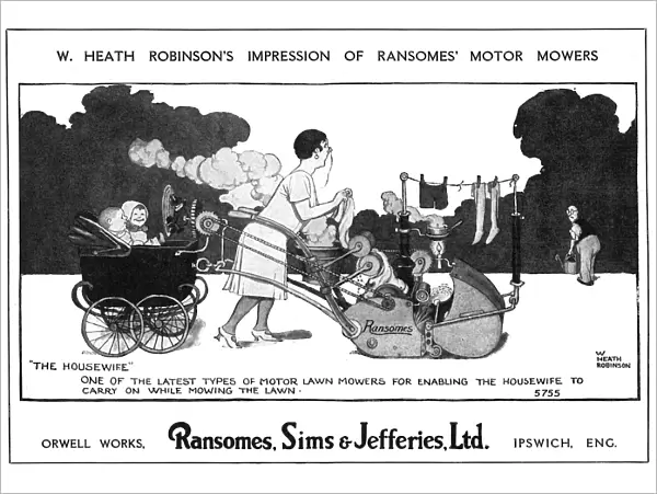 Ransomes, Sims and Jeffries advert by Heath Robinson