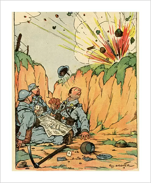 Cartoon, In the trench club, WW1