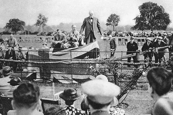 Churchill speaking at Theydon Bois