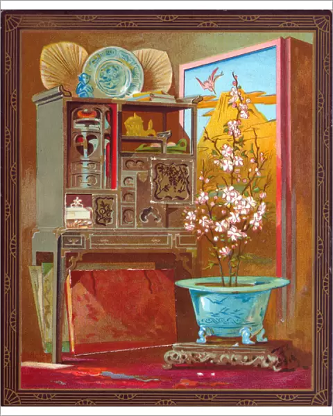 Set of oriental items on a greetings card