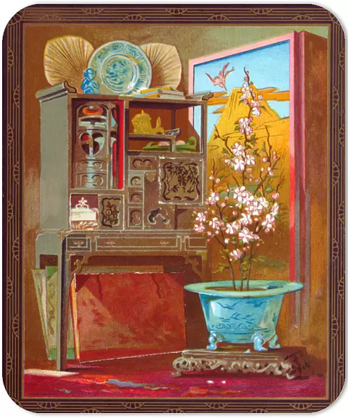 Set of oriental items on a greetings card