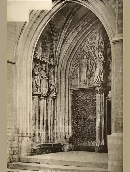 Ornate door, Church of Notre Dame, Hal (Halle), Belgium