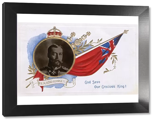 HRH King George V - inset portrait with British flag