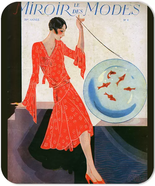 Le Miroir des Modes front cover - art deco woman & goldfish