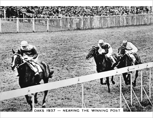 Horses near the winning post, Epsom Oaks